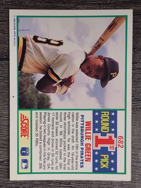 1990 Score #682 Willie Greene RC