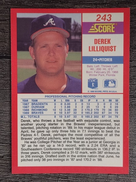 1990 Score #243 Derek Lilliquist