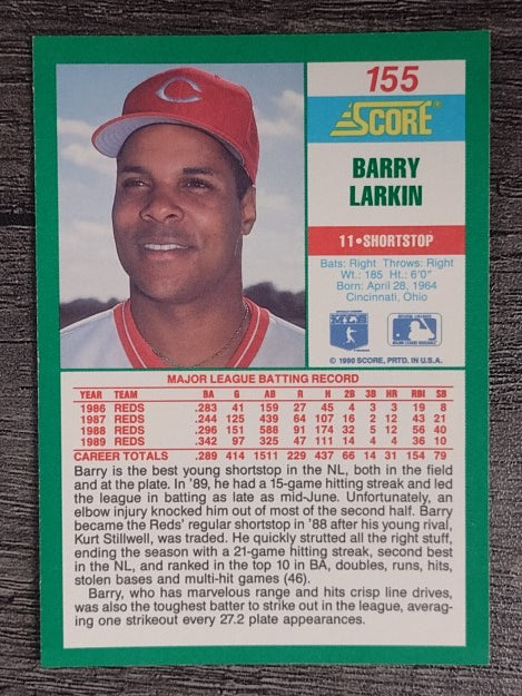 1990 Score #155 Barry Larkin