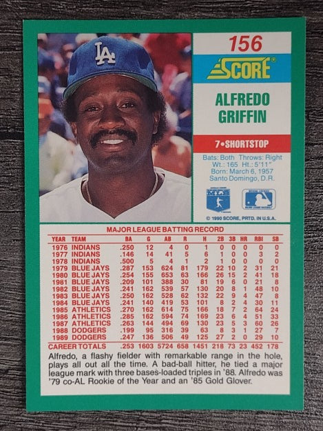 1990 Score #156 Alfredo Griffin