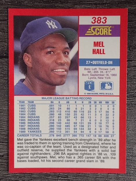 1990 Score #383 Mel Hall