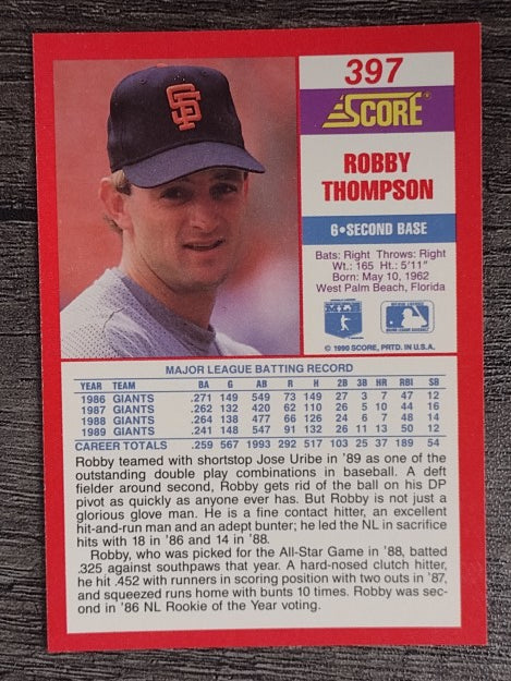 1990 Score #397 Robby Thompson