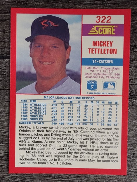 1990 Score #322 Mickey Tettleton