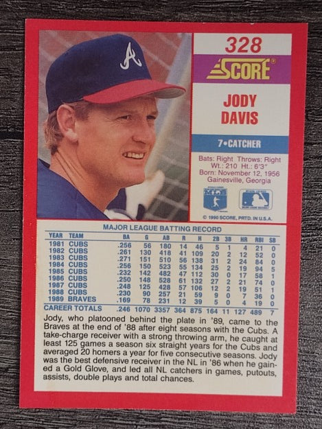 1990 Score #328 Jody Davis