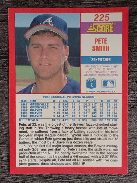 1990 Score #225 Pete Smith