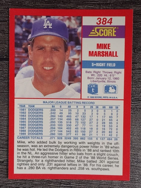 1990 Score #384 Mike Marshall