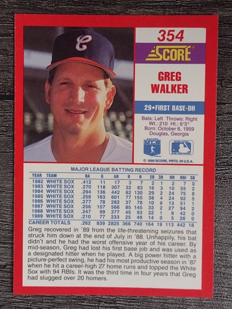 1990 Score #354 Greg Walker
