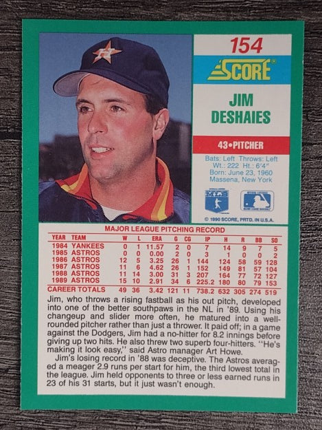 1990 Score #154 Jim Deshaies
