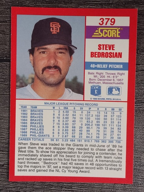 1990 Score #379 Steve Bedrosian