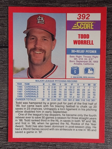 1990 Score #392 Todd Worrell