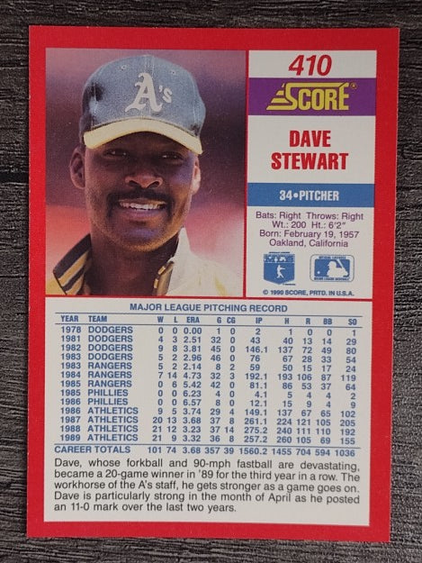 1990 Score #410 Dave Stewart