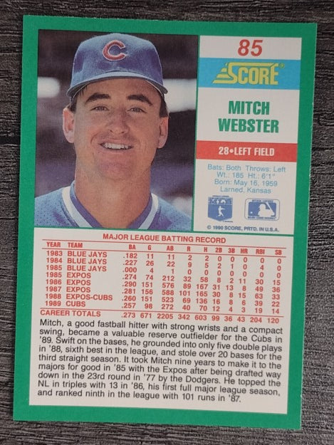 1990 Score #85 Mitch Webster