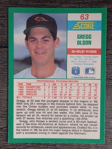 1990 Score #63 Gregg Olson