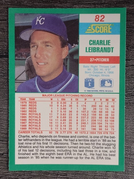 1990 Score #82 Charlie Leibrandt