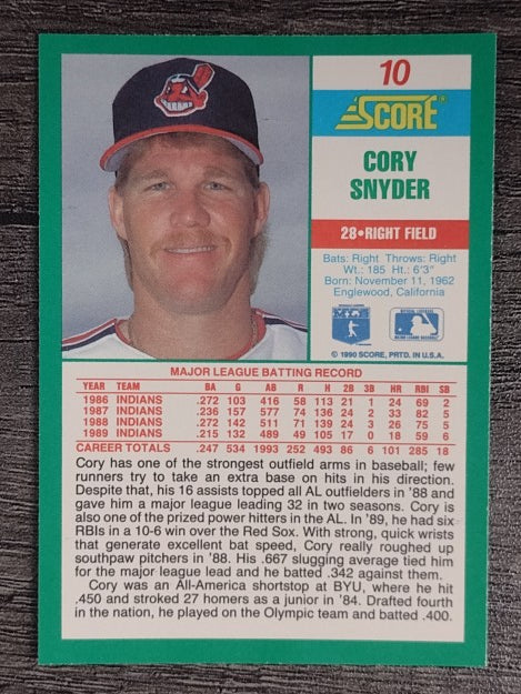 1990 Score #10 Cory Snyder