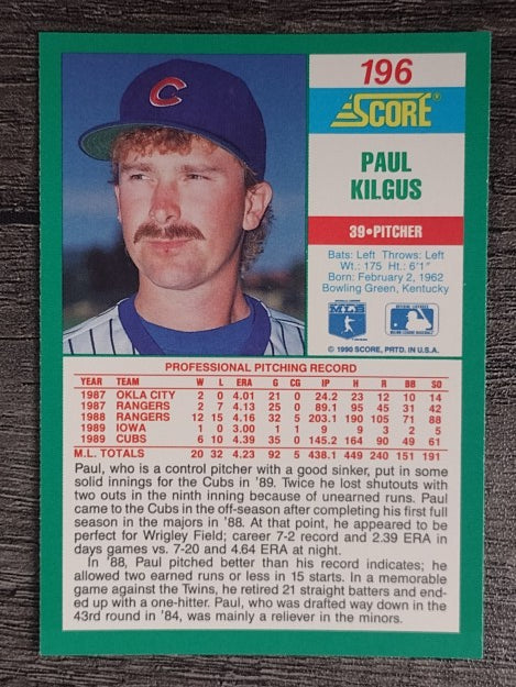 1990 Score #196 Paul Kilgus