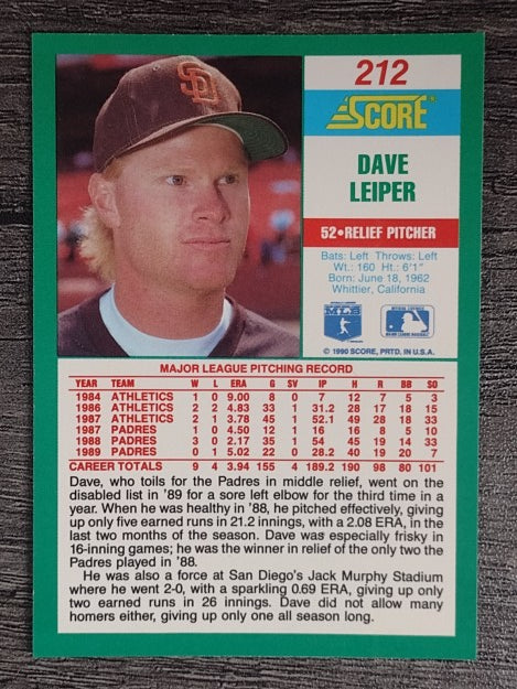 1990 Score #212 Dave Leiper
