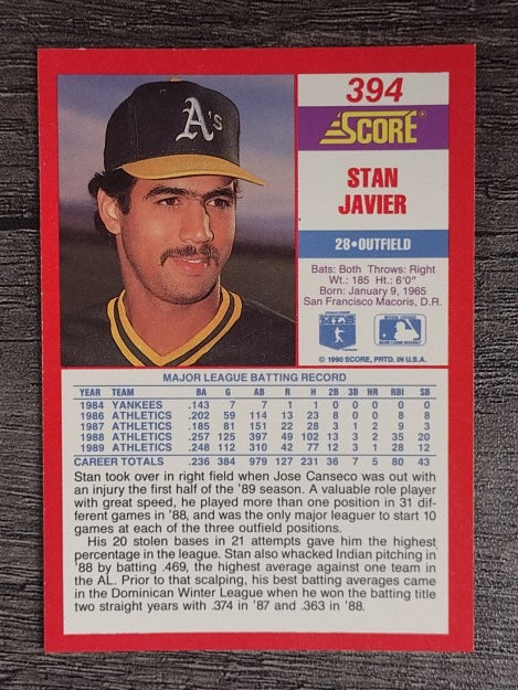 1990 Score #394 Stan Javier