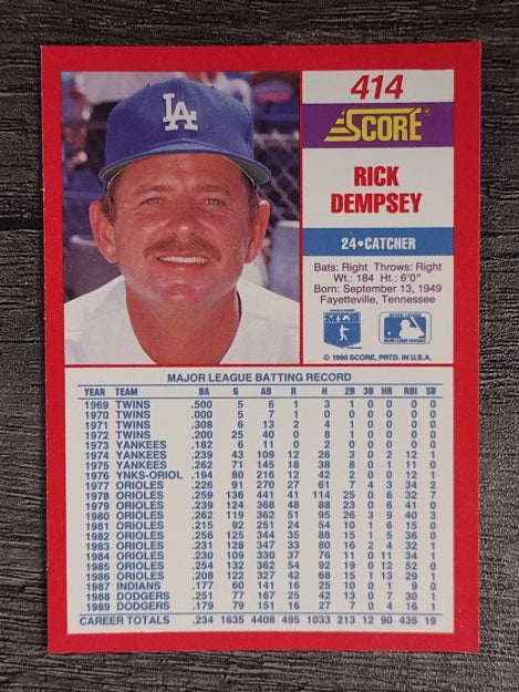 1990 Score #414 Rick Dempsey