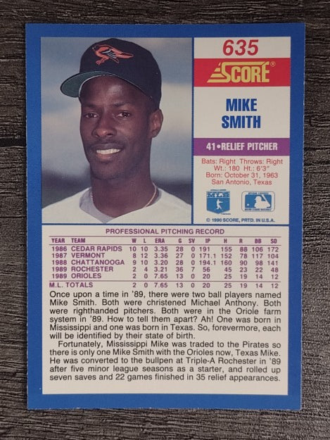 1990 Score #635 Mike Texas Smith RC