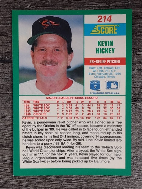 1990 Score #214 Kevin Hickey