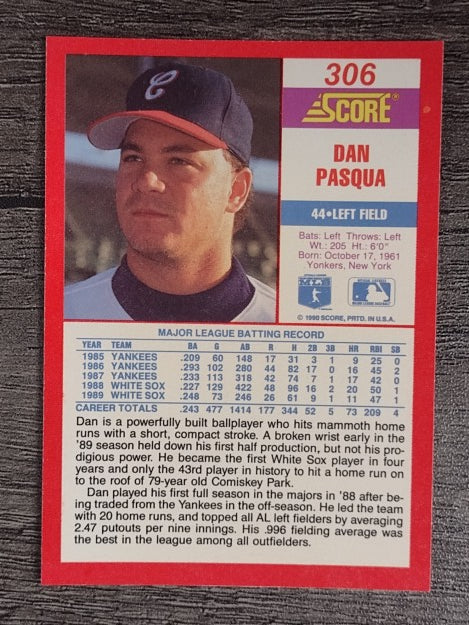 1990 Score #306 Dan Pasqua