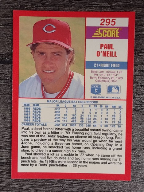 1990 Score #295 Paul O'Neill
