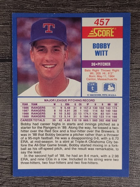 1990 Score #457 Bobby Witt