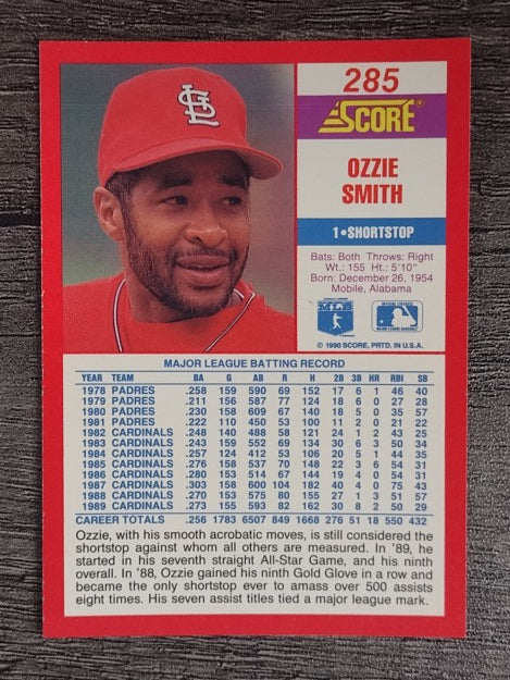 1990 Score #285 Ozzie Smith