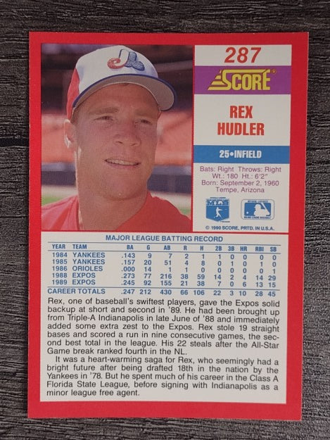 1990 Score #287 Rex Hudler