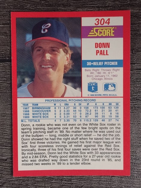 1990 Score #304 Donn Pall