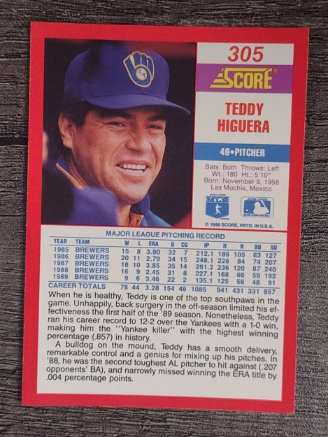 1990 Score #305 Teddy Higuera