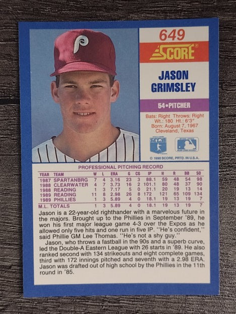 1990 Score #649 Jason Grimsley RC