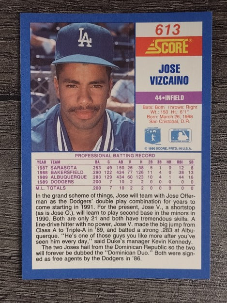 1990 Score #613 Jose Vizcaino RC