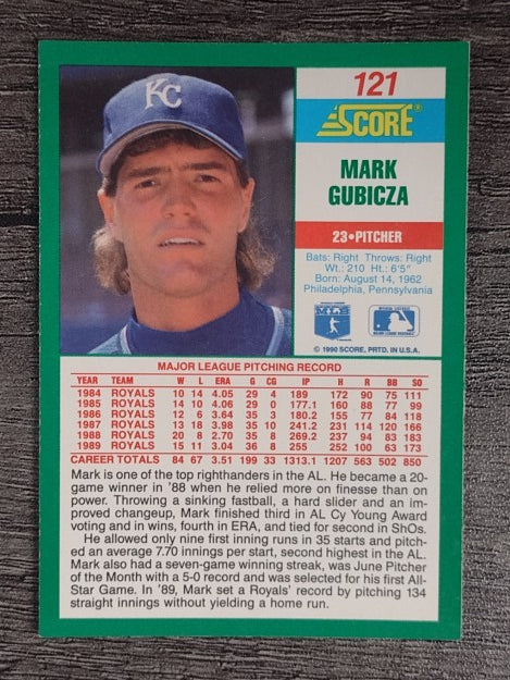 1990 Score #121 Mark Gubicza
