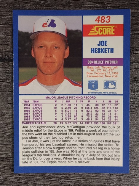 1990 Score #483 Joe Hesketh