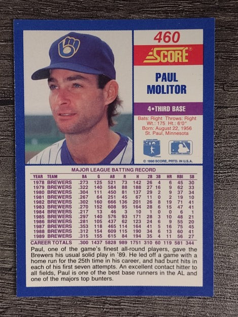 1990 Score #460 Paul Molitor
