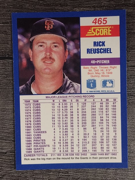 1990 Score #465 Rick Reuschel
