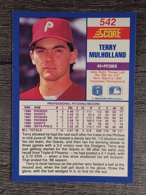 1990 Score #542 Terry Mulholland