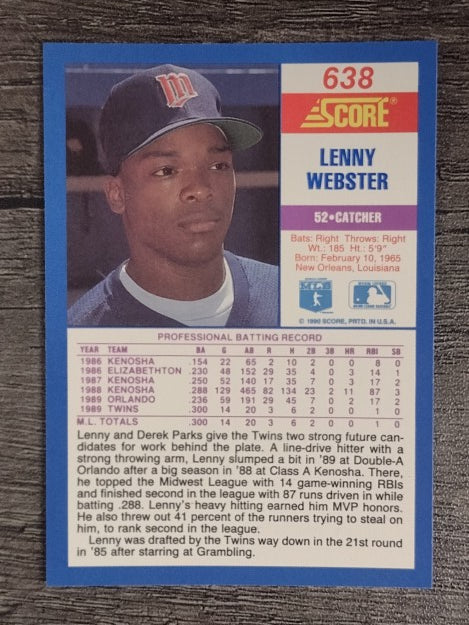 1990 Score #638 Lenny Webster RC
