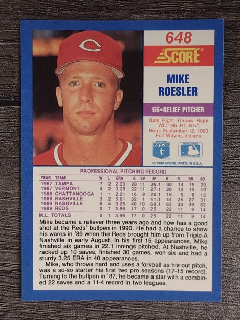 1990 Score #648 Mike Roesler RC