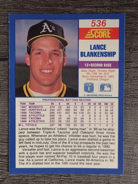 1990 Score #536 Lance Blankenship