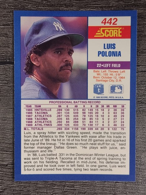 1990 Score #442 Luis Polonia