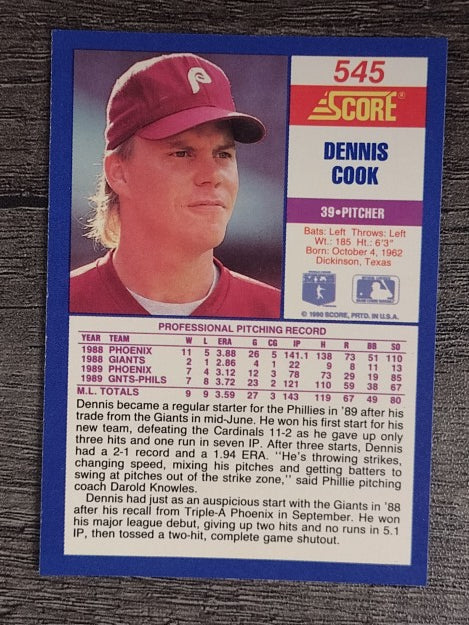 1990 Score #545 Dennis Cook