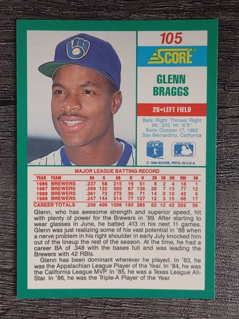 1990 Score #105 Glenn Braggs