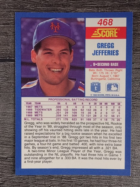 1990 Score #468 Gregg Jefferies