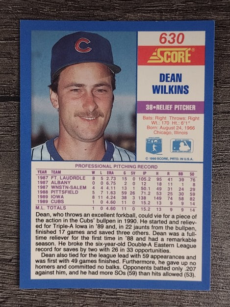 1990 Score #630 Dean Wilkins RC