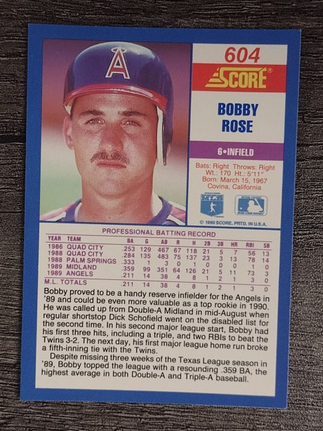1990 Score #604 Bobby Rose