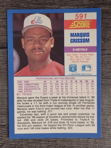 1990 Score #591 Marquis Grissom RC