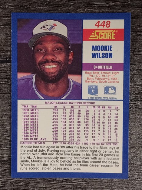 1990 Score #448 Mookie Wilson